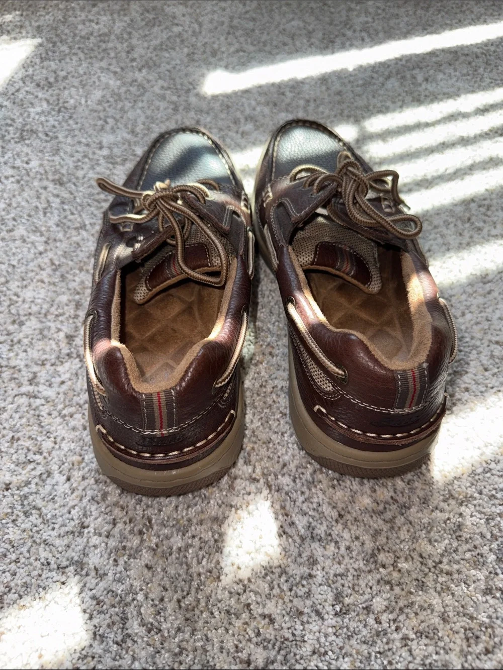 G.H. Bass & Co. Dark Brown Leather Boat Shoes with Tan Laces